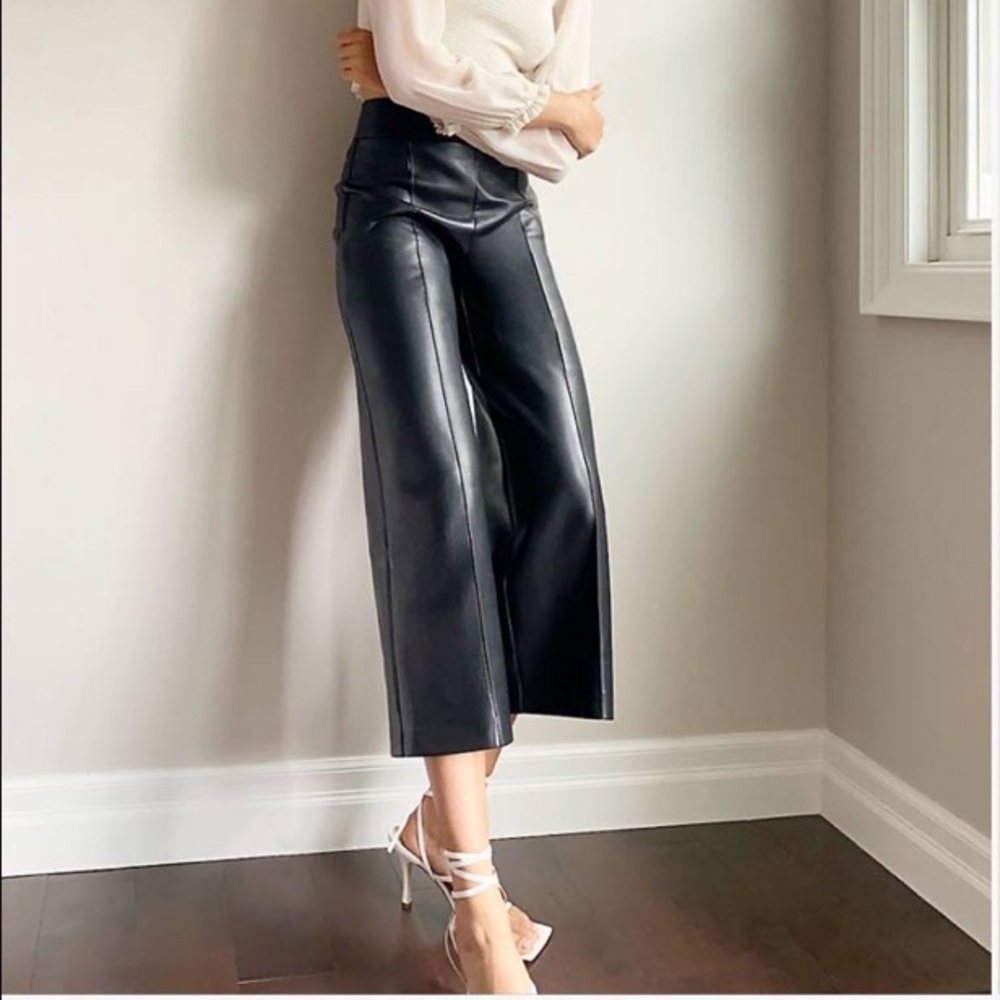 Artizia Wilfred vegan leather wide leg pants